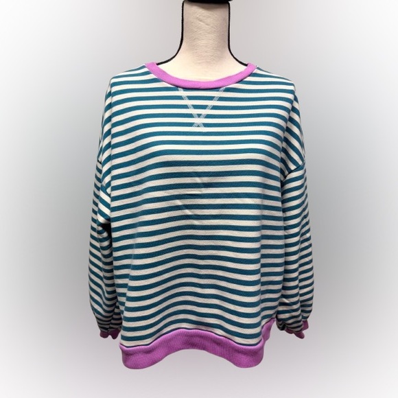 Ueu Tops - UEU Classic Stripped Sweatshirt Size Large Oversized NWOT Perfect Condition